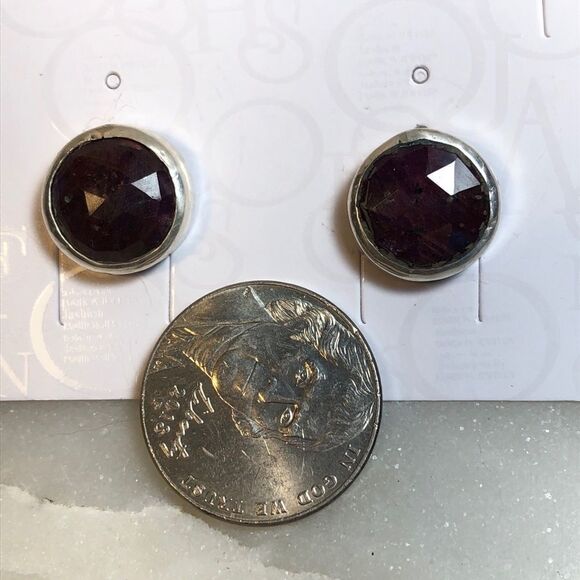 Natural Ruby & Sterling Silver earrings. NEW - Picture 2 of 4